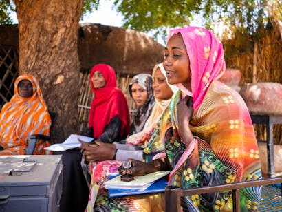 Vrouwelijke deelnemers van het programma Every Voice Counts in Soedan